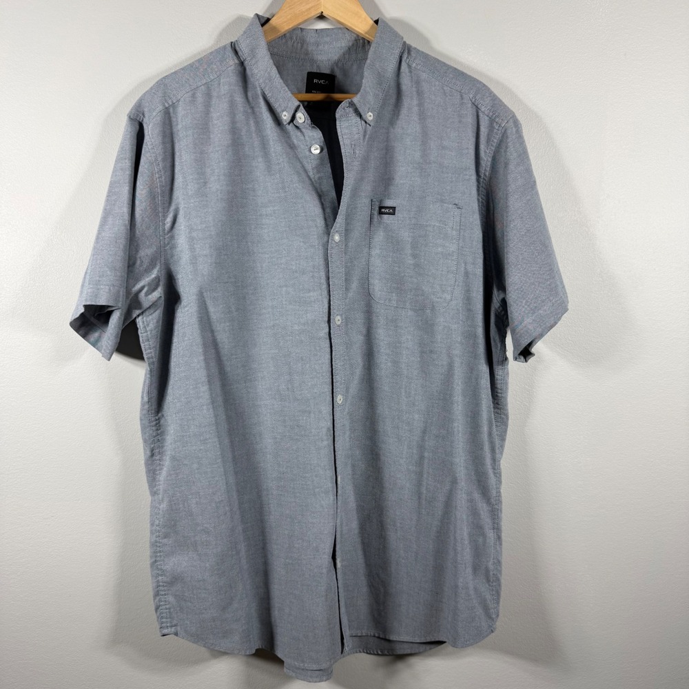 RVCA Slim Fit Button Up Shirt Gray XXL